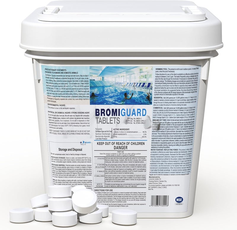 BROMIGUARD 1 Inch 2.5 Lbs Bromine Tablets for Spa Hot Tub Chemical Tabs Brominating Tablets Spa Hot Tub Chemical Sanitizer - Image 1